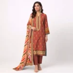 Al-Firdoos 3 Piece Digital Printed Cotton Suit